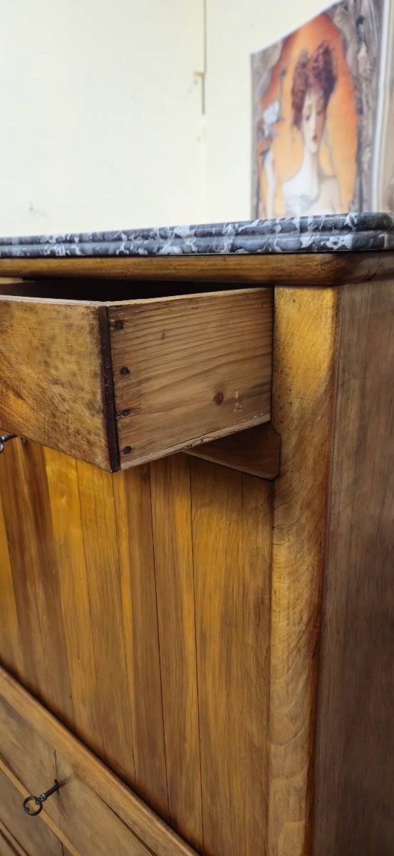 Secrétaire époque Louis Philippe en noyer avec plateau marbre – -photo-3