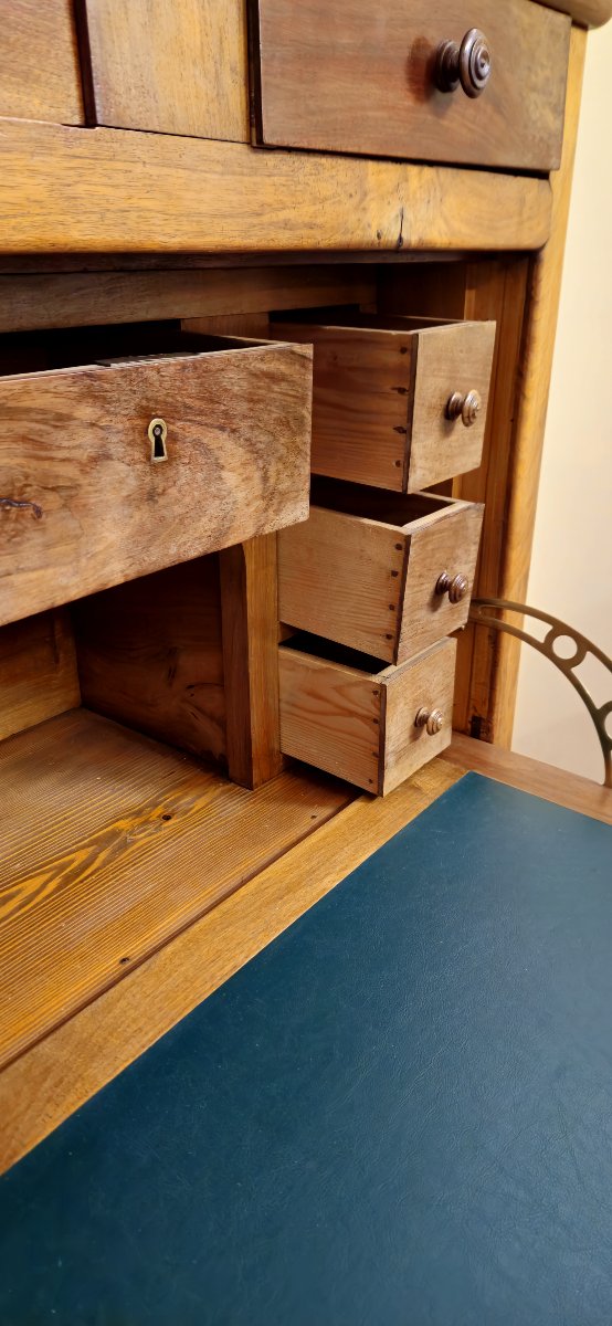 Secrétaire époque Louis Philippe en noyer avec plateau marbre – -photo-6