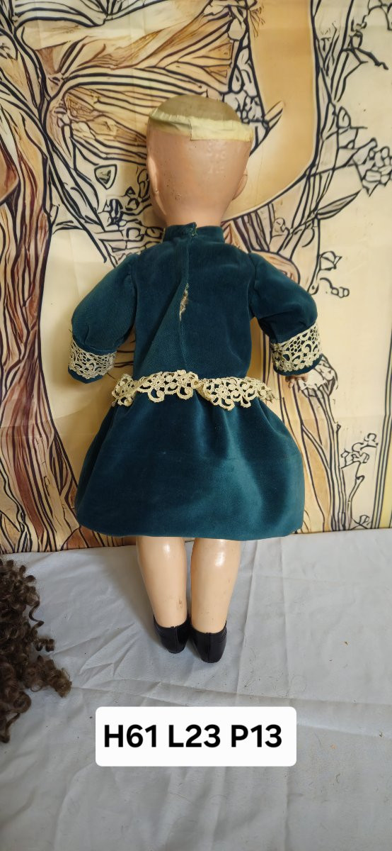 Large Vintage Global Dolls Doll – Celluloid – 62 Cm – Sleeping Eyes – Circa 1960 – -photo-8