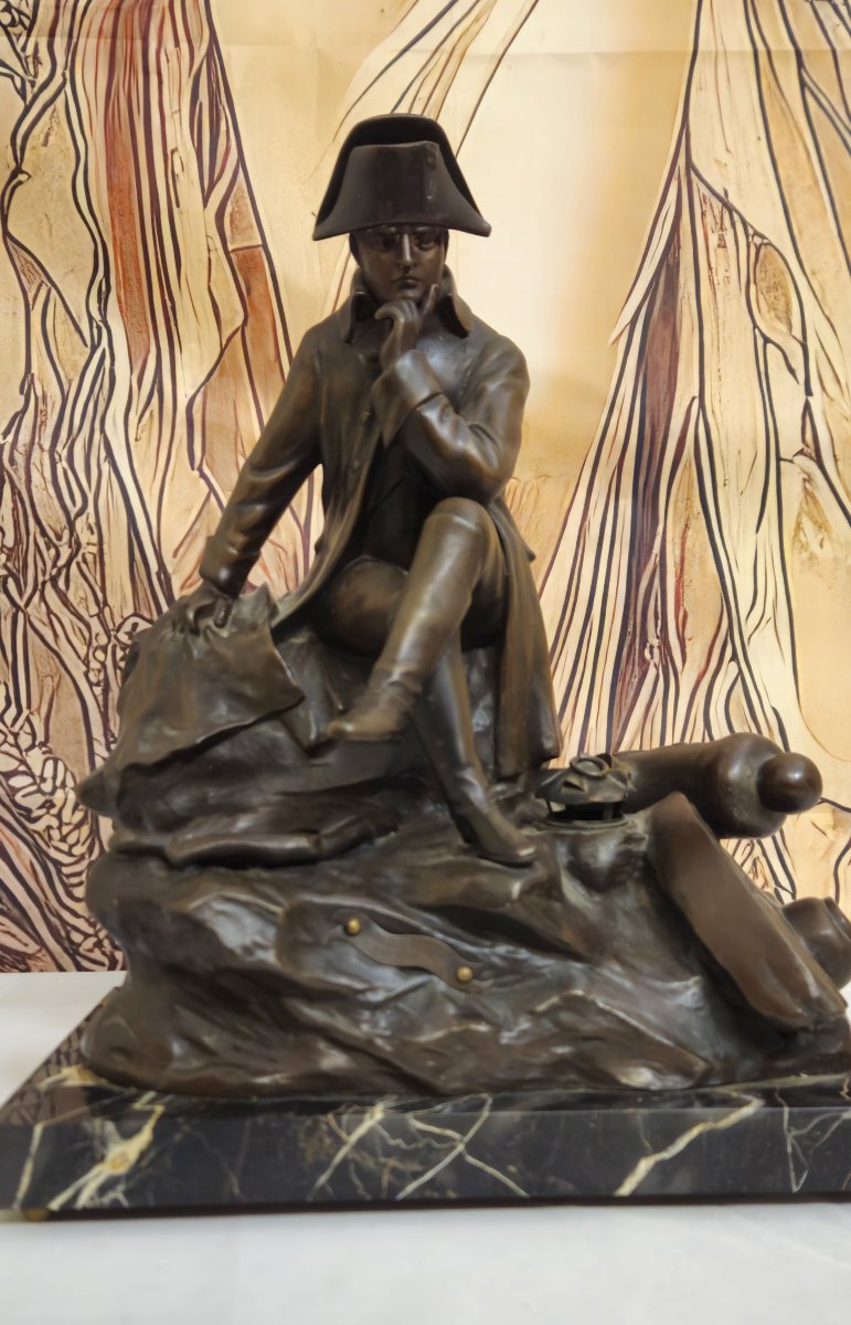 Unusual Bronze Sculpture “pensive Napoleon” – Signed Lemoyne – Late 19th Century  -photo-3