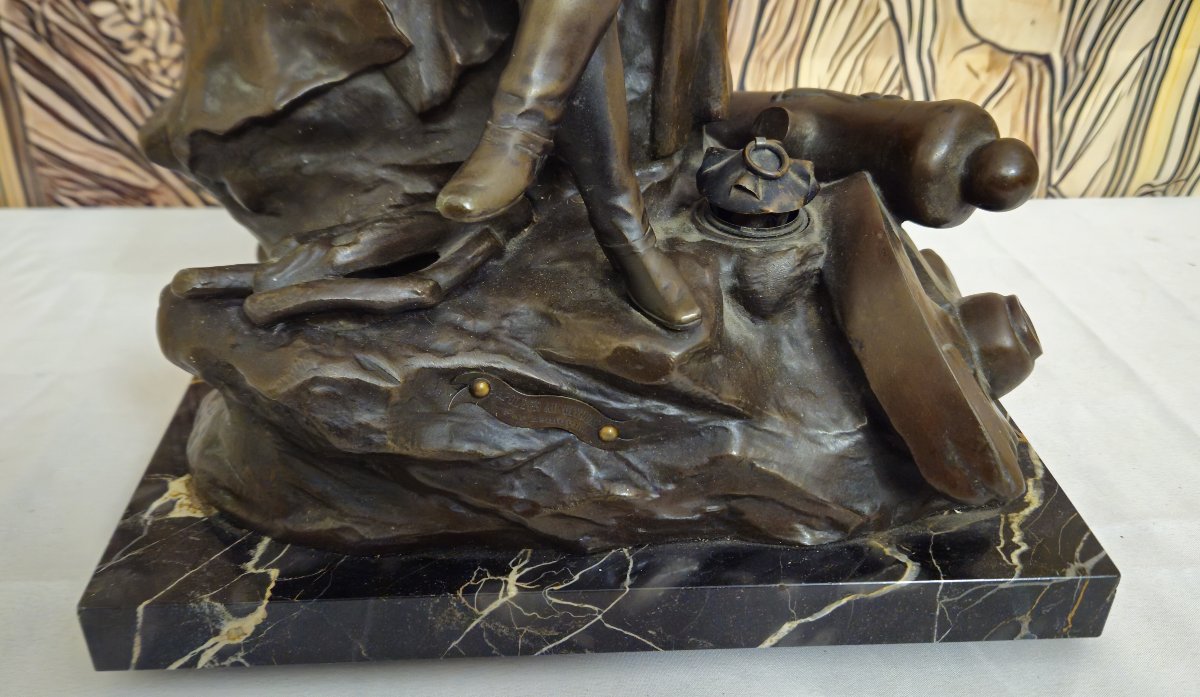 Unusual Bronze Sculpture “pensive Napoleon” – Signed Lemoyne – Late 19th Century  -photo-4