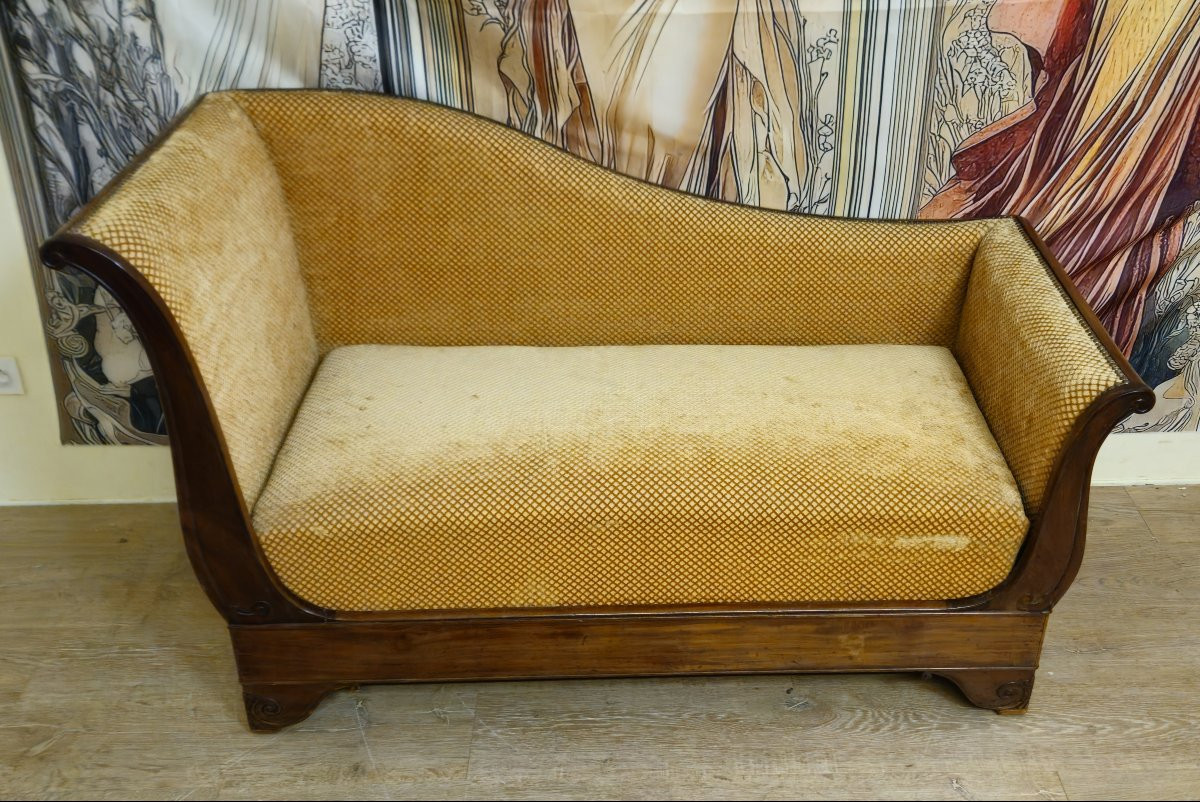 Mahogany Chaise Longue/daybed/athenian-style Sofa – Charles X Period – 19th Century -photo-2