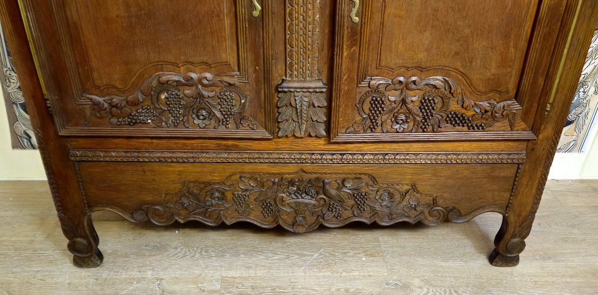 Armoire de Mariage Normande en chêne massif, richement sculptée, époque Louis XV -photo-2