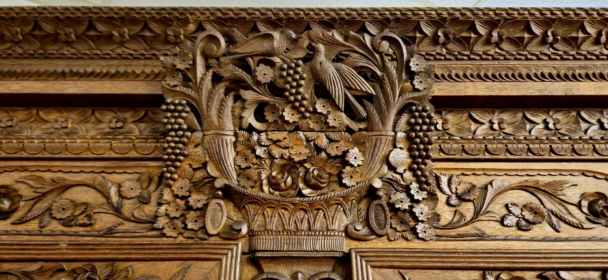 Armoire de Mariage Normande en chêne massif, richement sculptée, époque Louis XV -photo-5