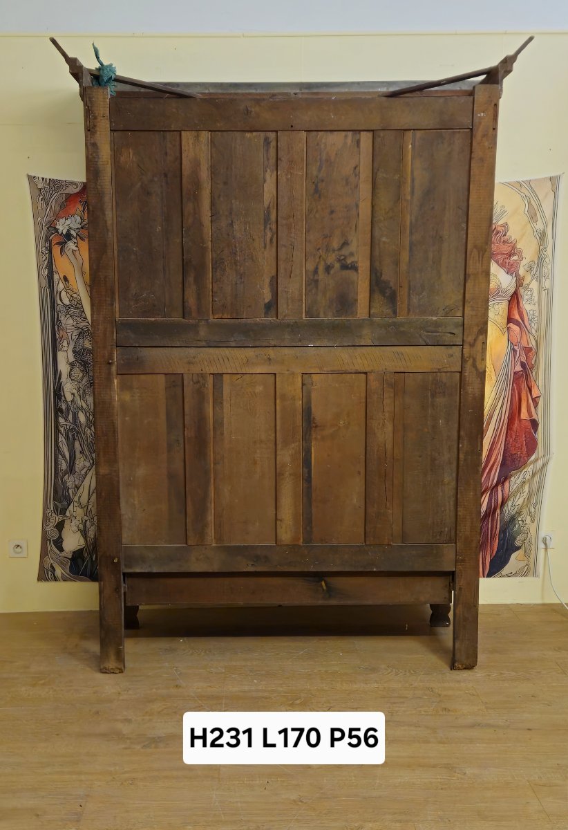 Armoire de Mariage Normande en chêne massif, richement sculptée, époque Louis XV -photo-7