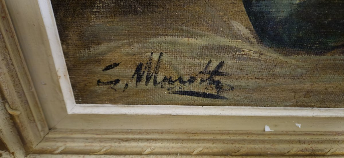 Antique Painting Signed G. Marotte – Oil On Canvas – Still Life With Bouquet – -photo-4