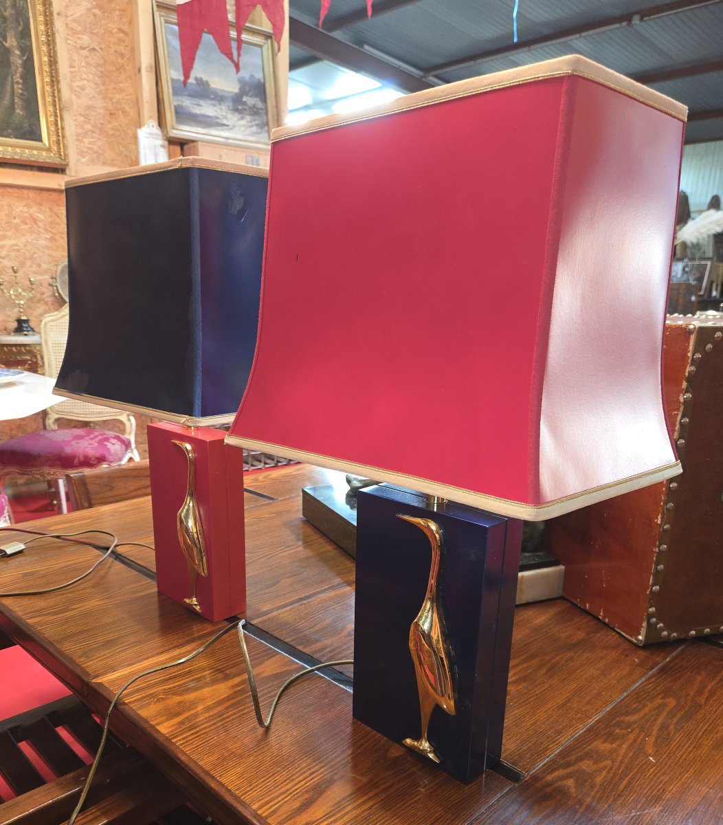 Paire de lampes de table vintage, travail Français dans le goût de la Maison Charles-photo-4