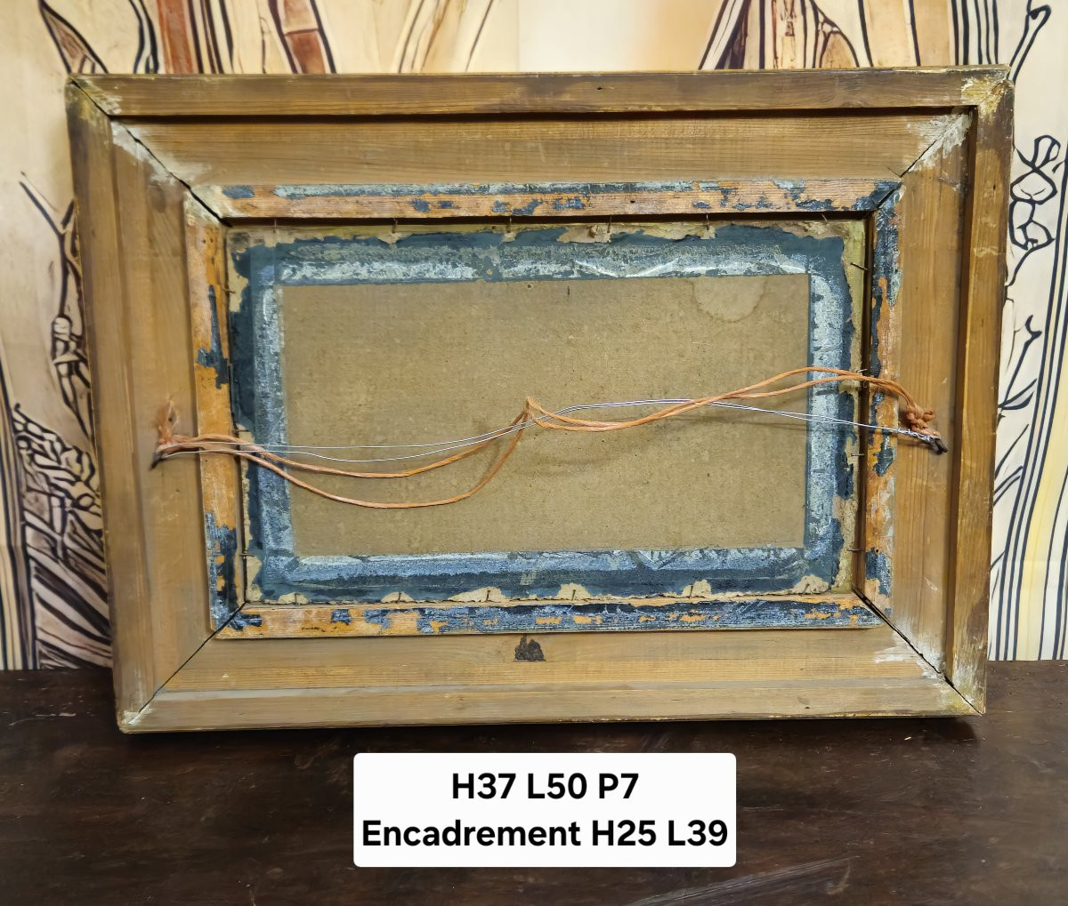 Angéle Blanc 1890 : Charmante peinture ancienne (gouache) représentant une scène galante-photo-7