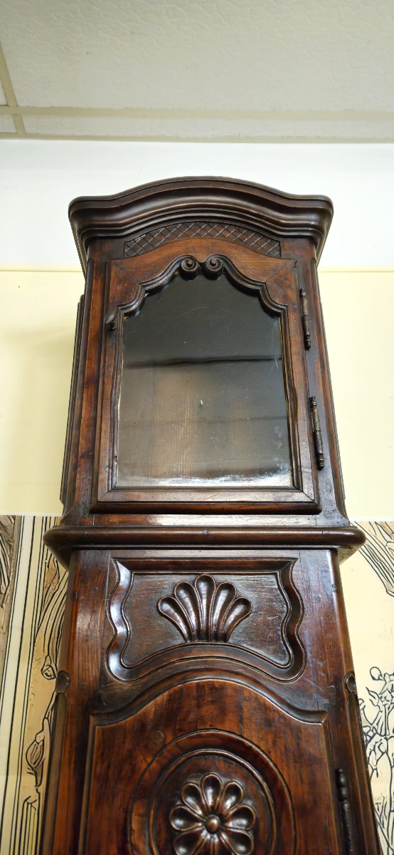 Horloge de parquet / gaine ancienne – époque Louis XV – noyer massif – XVIIIᵉ siècle  -photo-2