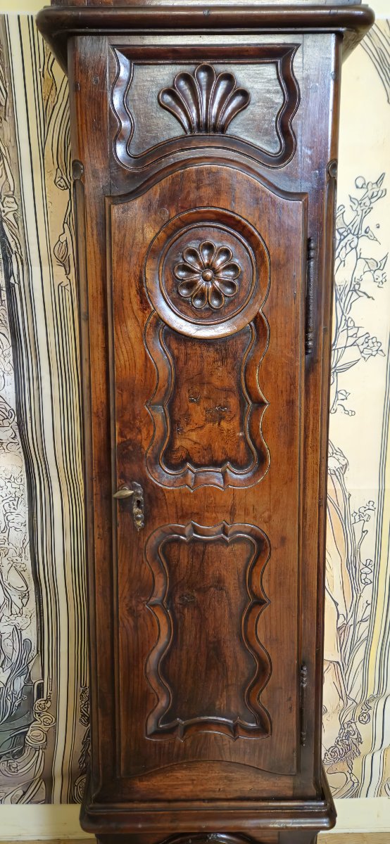 Horloge de parquet / gaine ancienne – époque Louis XV – noyer massif – XVIIIᵉ siècle  -photo-3