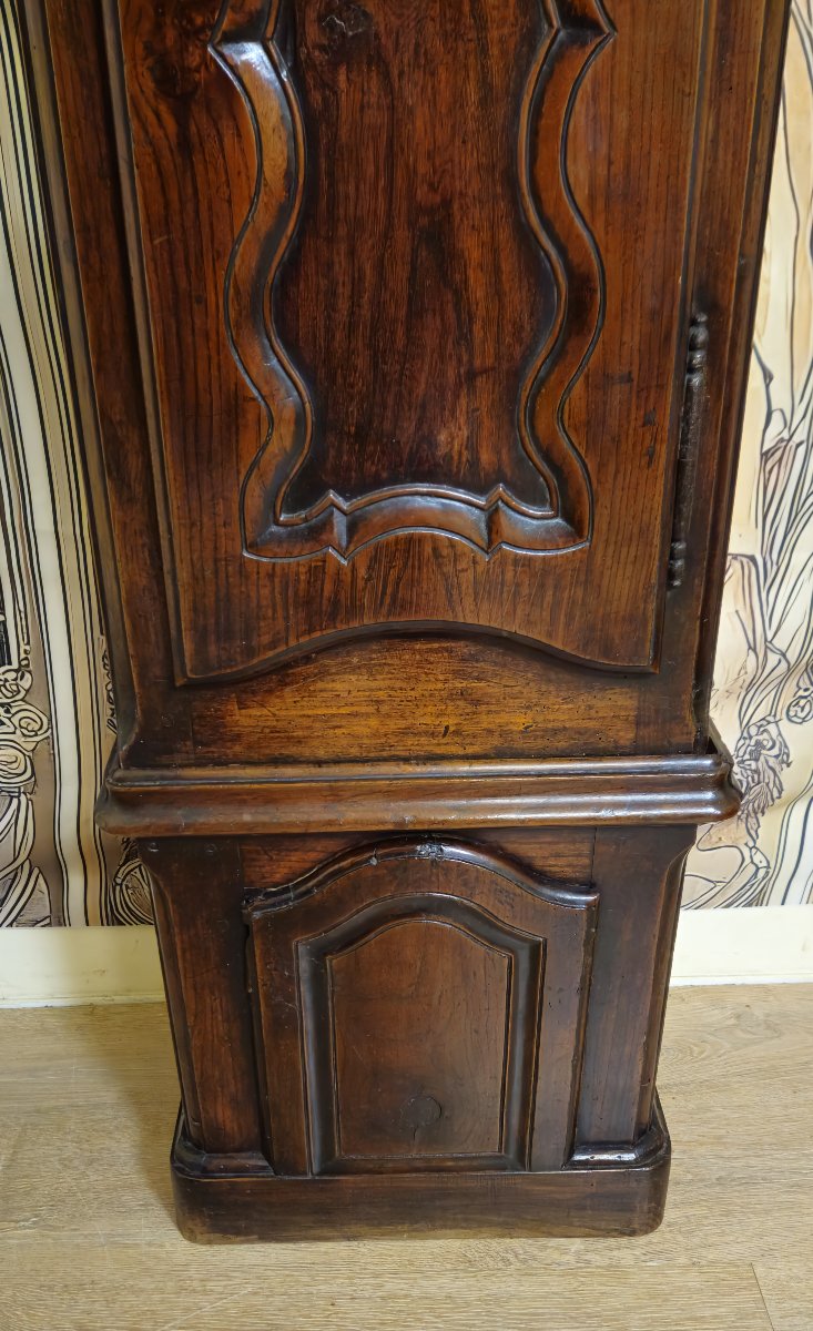 Horloge de parquet / gaine ancienne – époque Louis XV – noyer massif – XVIIIᵉ siècle  -photo-4