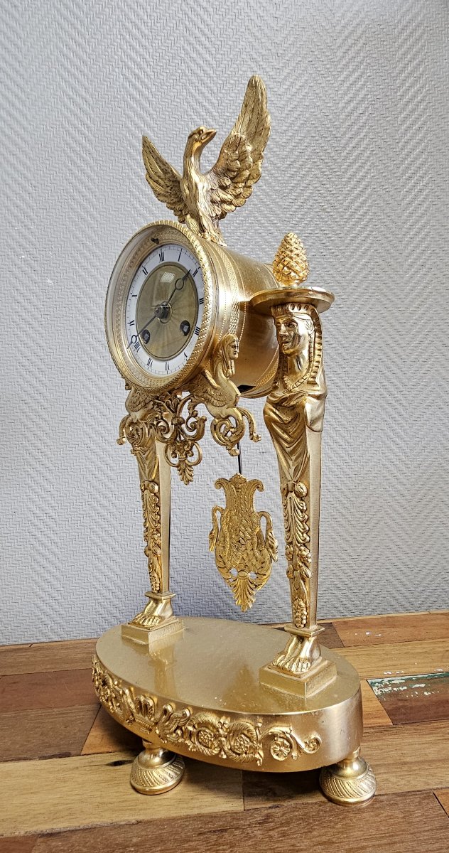 A Finely Chased And Gilded Bronze Portico Clock, Empire Period, Circa 1800-photo-7