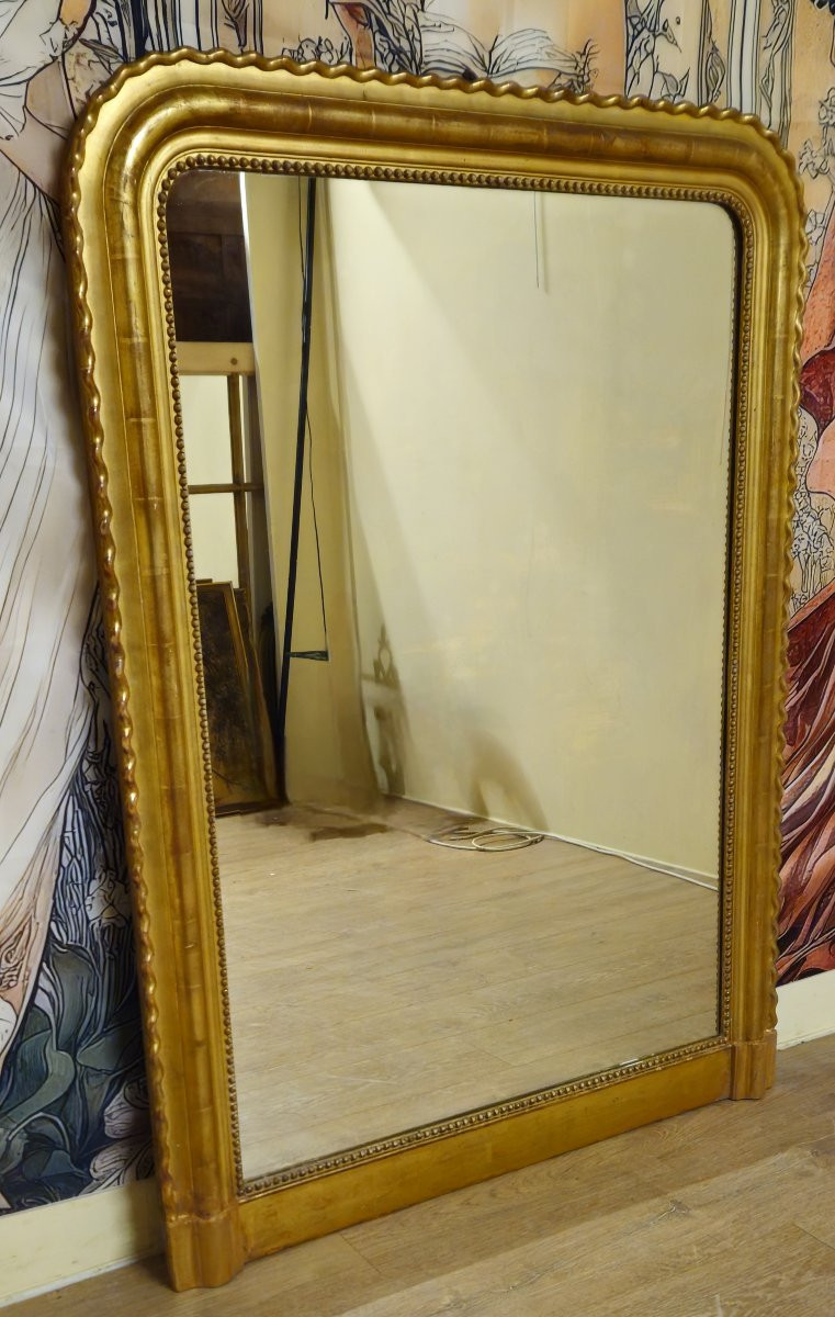 Gilded Mirror From The Louis-philippe Period (19th Century) / Circa 1830 -photo-2