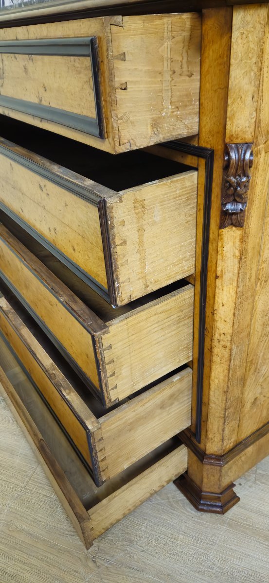 Charles X Period Chest Of Drawers In Maple And Blackened Pear Wood (circa 1820) -photo-5