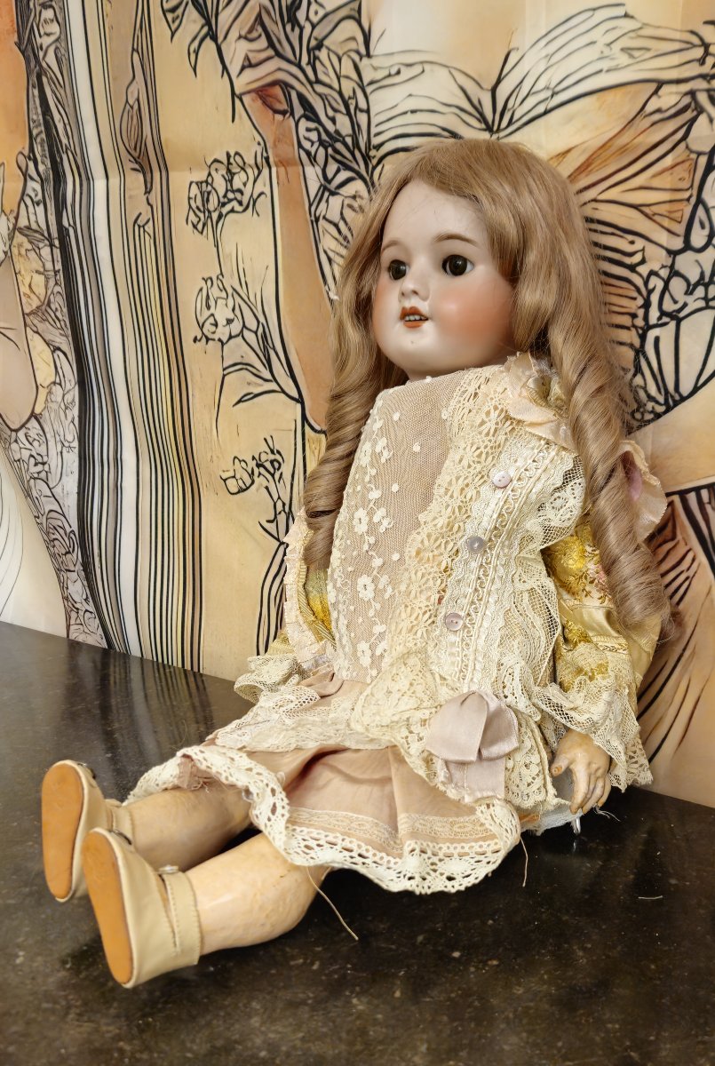 Grande poupée ancienne UNIS FRANCE 60 – tête porcelaine – corps articulé – début XXe siècle-photo-2