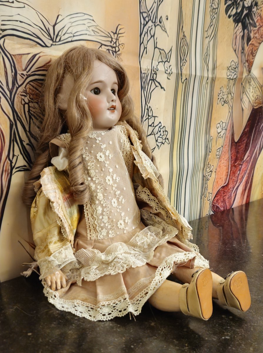 Grande poupée ancienne UNIS FRANCE 60 – tête porcelaine – corps articulé – début XXe siècle-photo-3