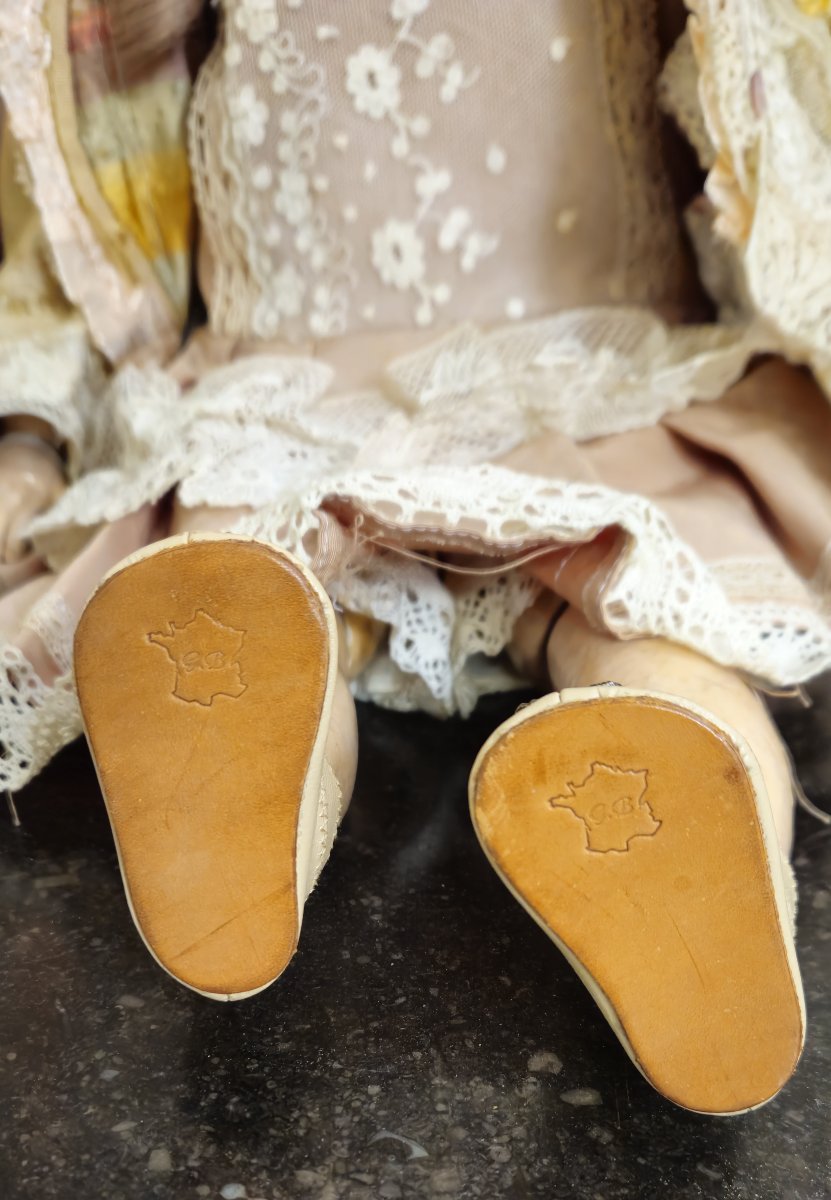 Grande poupée ancienne UNIS FRANCE 60 – tête porcelaine – corps articulé – début XXe siècle-photo-4