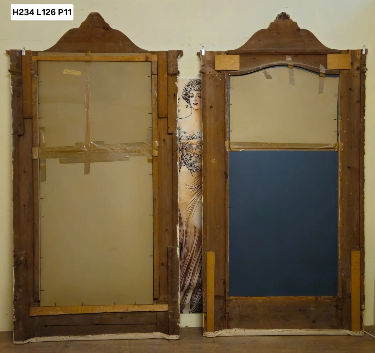 Paire de très grands miroirs trumeaux / néoclassiques – XIXe siècle / haut 234 cm-photo-5