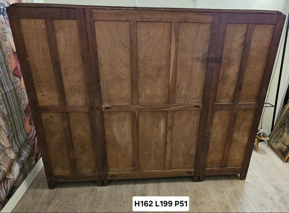 Importante bibliothèque époque Art Déco en loupe d'Amboine et acajou-photo-8