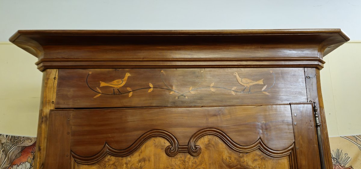 Regional Bonnetière Wardrobe In Walnut And Marquetry – 18th Century-photo-5