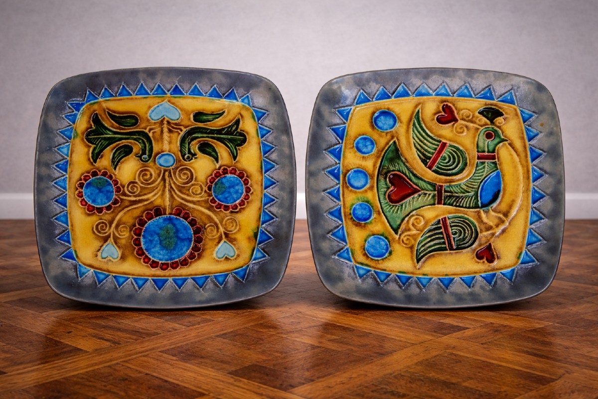 Two Signed Ceramic Plates – Jean Claude Taburet For Hb Quimper / Art Ceramics 