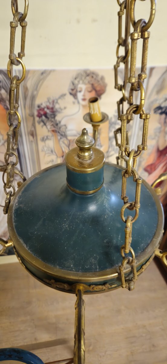 Antique Gilt Bronze Chandelier With Six Lights, Empire Style / Dating From The Late 19th Century -photo-3