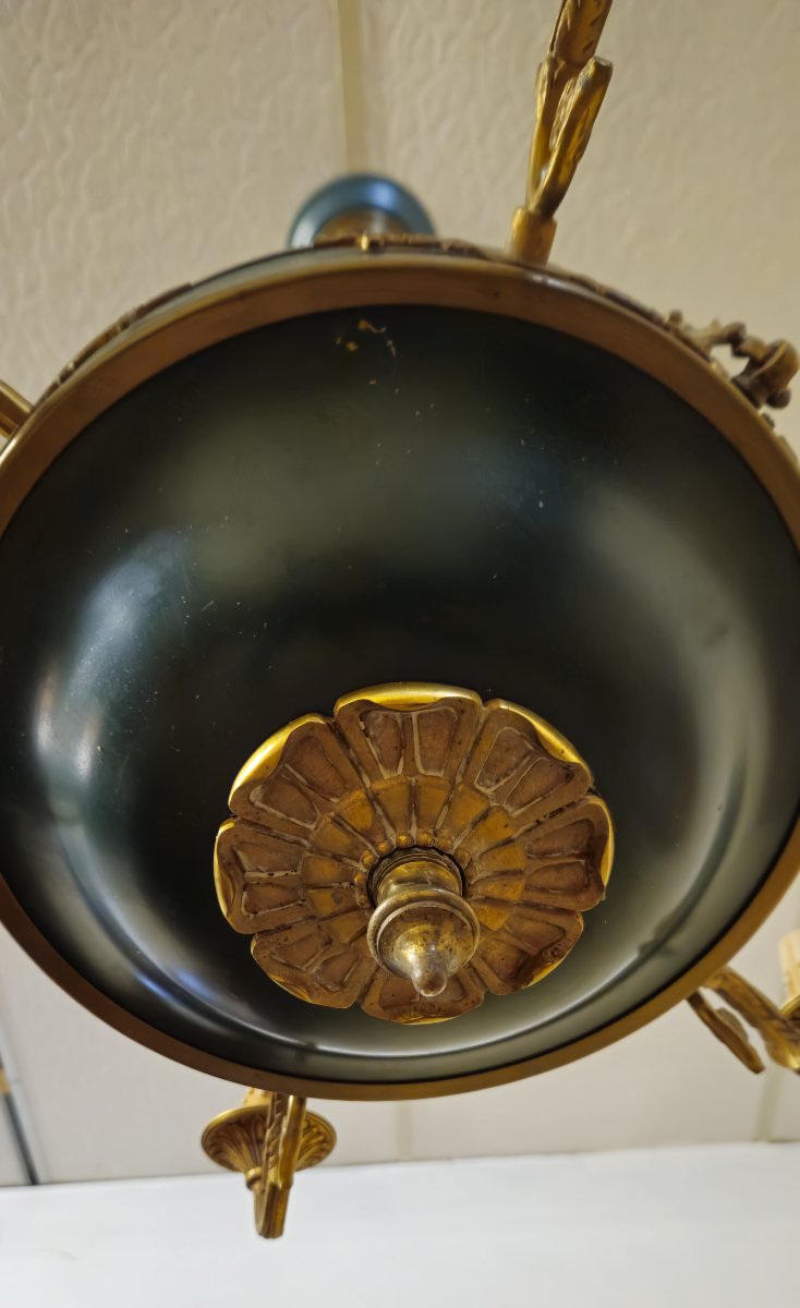 Antique Gilt Bronze Chandelier With Six Lights, Empire Style / Dating From The Late 19th Century -photo-7