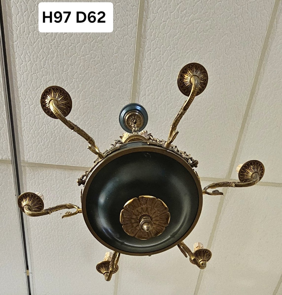 Antique Gilt Bronze Chandelier With Six Lights, Empire Style / Dating From The Late 19th Century -photo-8