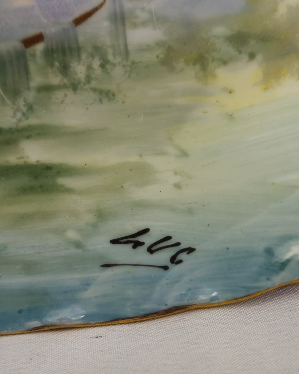 Plat en porcelaine Limoges M&D France — décor scène galante  Marque visible :  M&D – Limoges  -photo-4