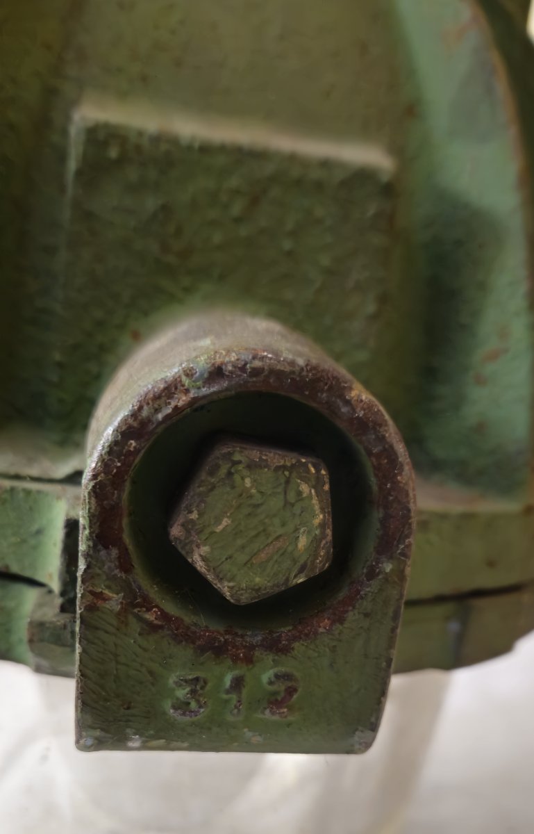 Lampe industrielle ancienne en fonte – luminaire d’atelier / usine – verre épais – circa 1930-photo-6