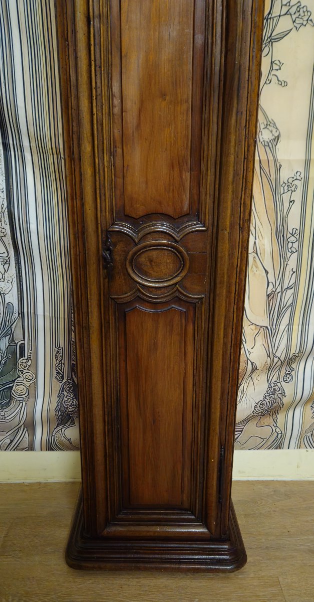 Antique Louis XV Period Clock Casing / Solid Walnut Floor Clock Cabinet-photo-5