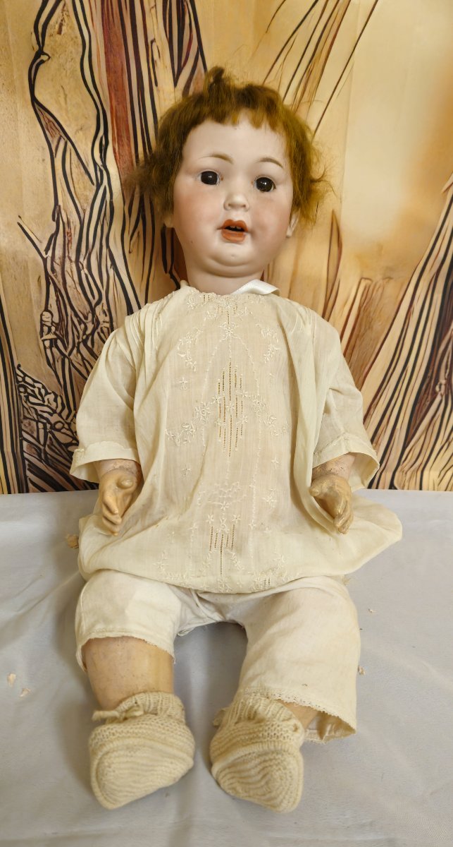 Poupée allemande ancienne en biscuit avec corps composition / PM 914   -photo-1