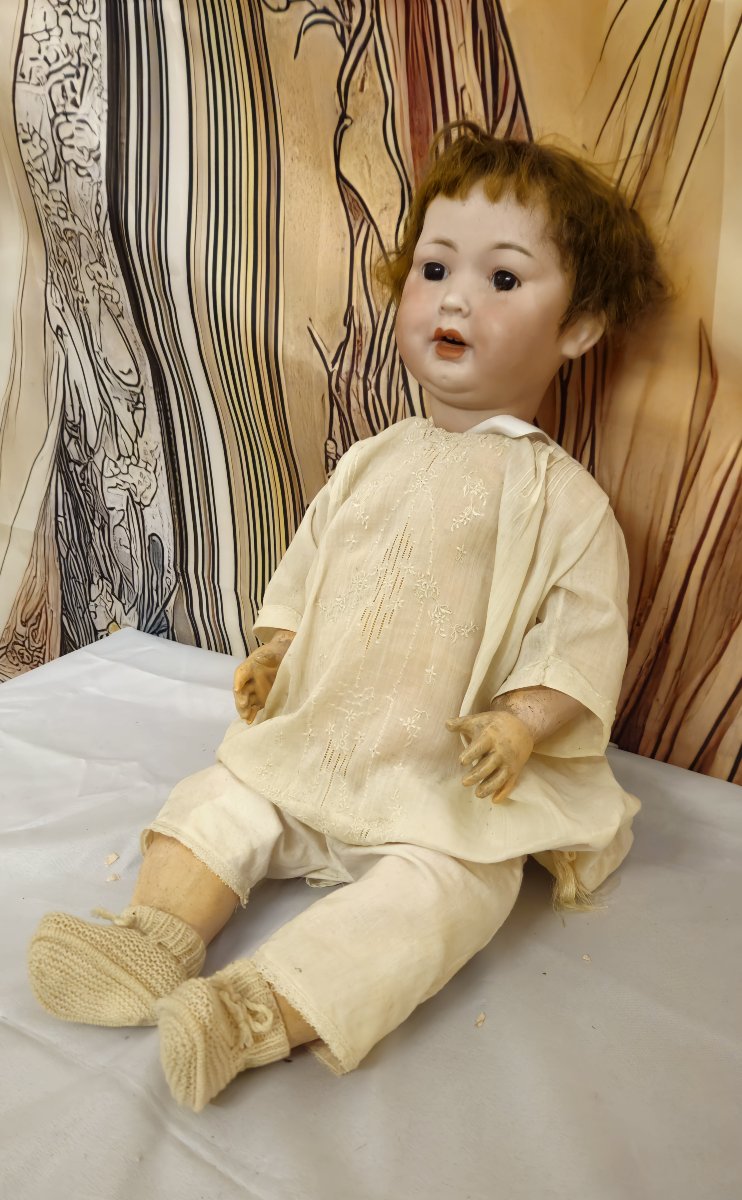 Poupée allemande ancienne en biscuit avec corps composition / PM 914   -photo-2