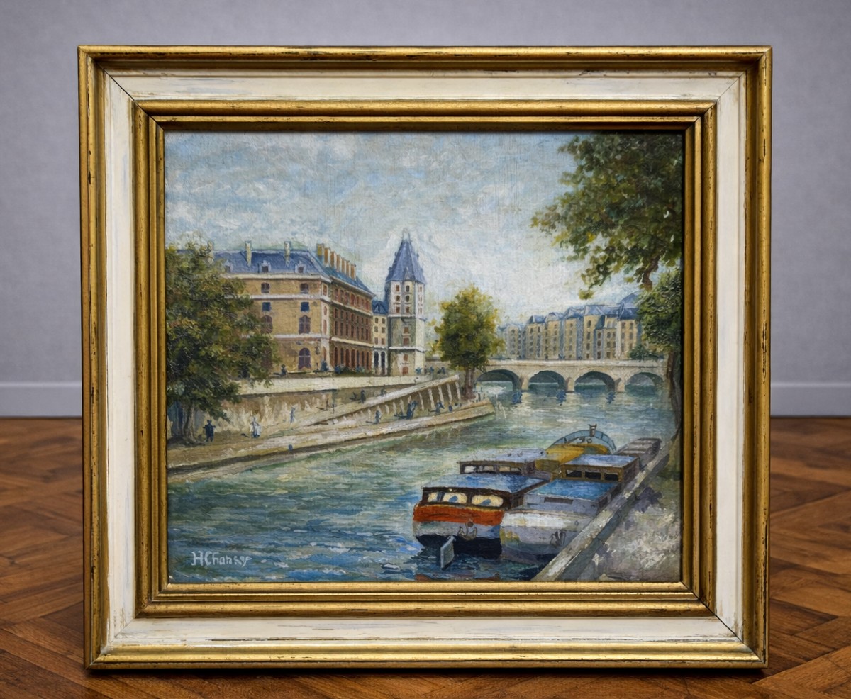 Oil On Panel - Paris Quai Des Grands-augustins - Signed H. Charby - Parisian Scene