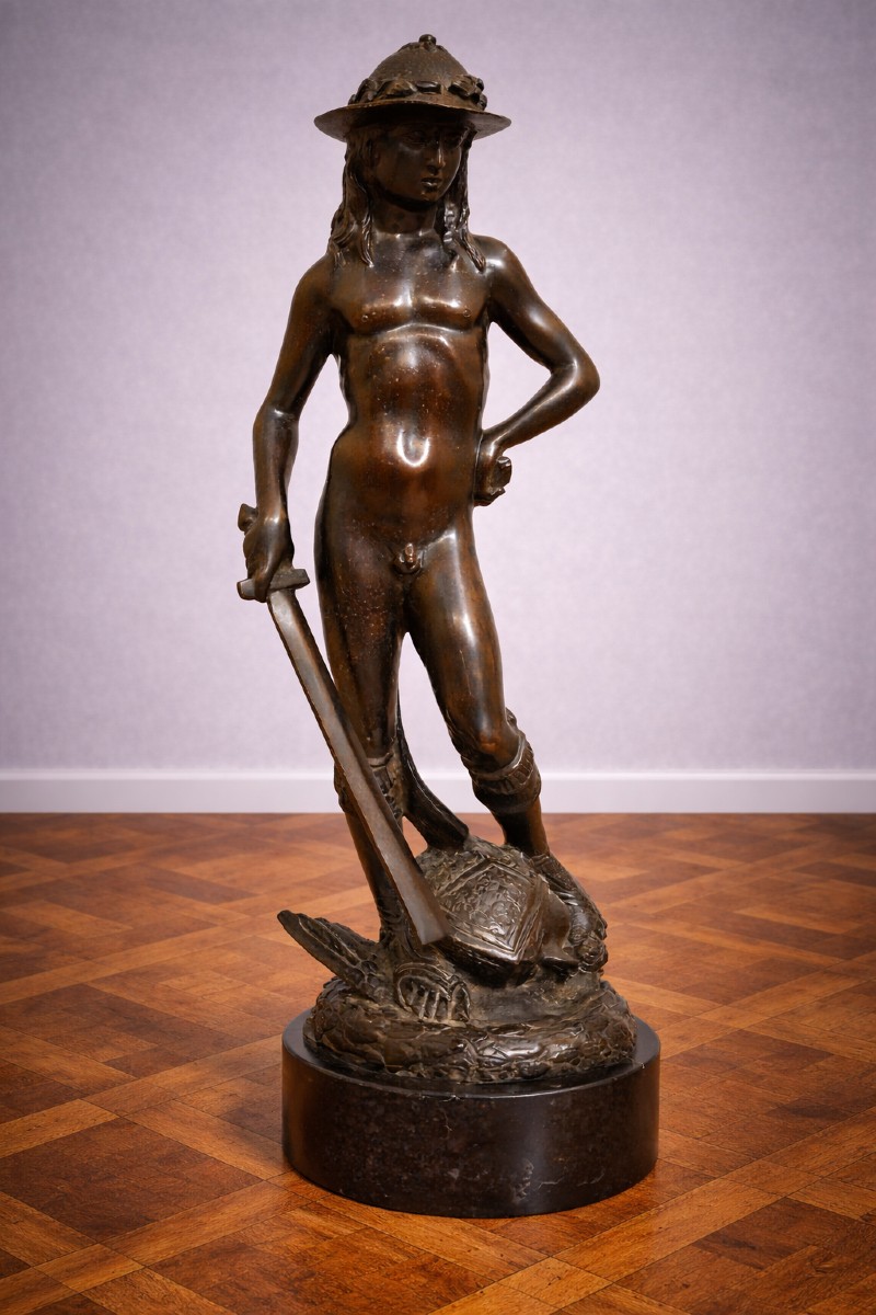 Bronze Sculpture / David And Goliath Signed F Di Luca