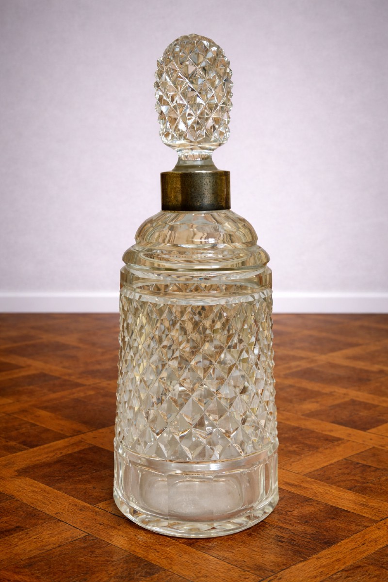 Cut Crystal Whisky Decanter With Stopper, Baccarat / Le Creusot Style