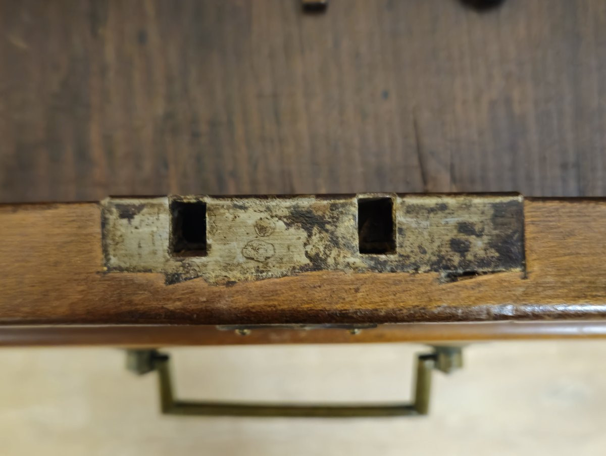 Coiffeuse / table de toilette Louis XVI en noyer et marquéterie – XVIIIe siècle-photo-6