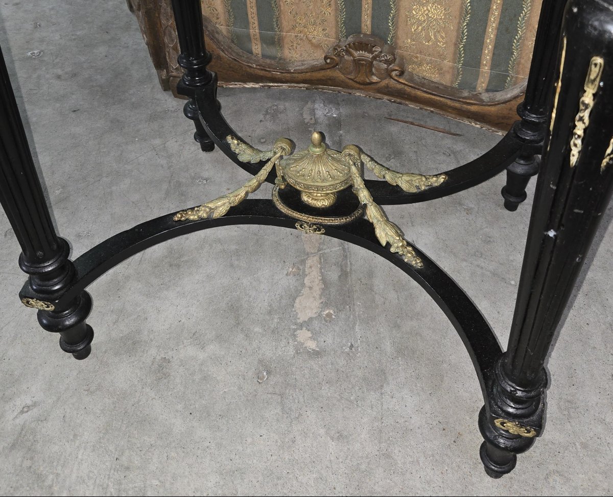 Table d'apparat / coiffeuse Napoléon III en marqueterie et bois noirci-photo-4