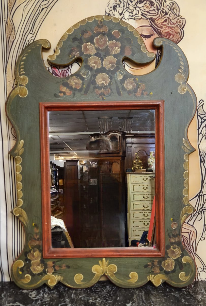 Miroir style Louis XV Baroque peint décoratif / XXeme -photo-1