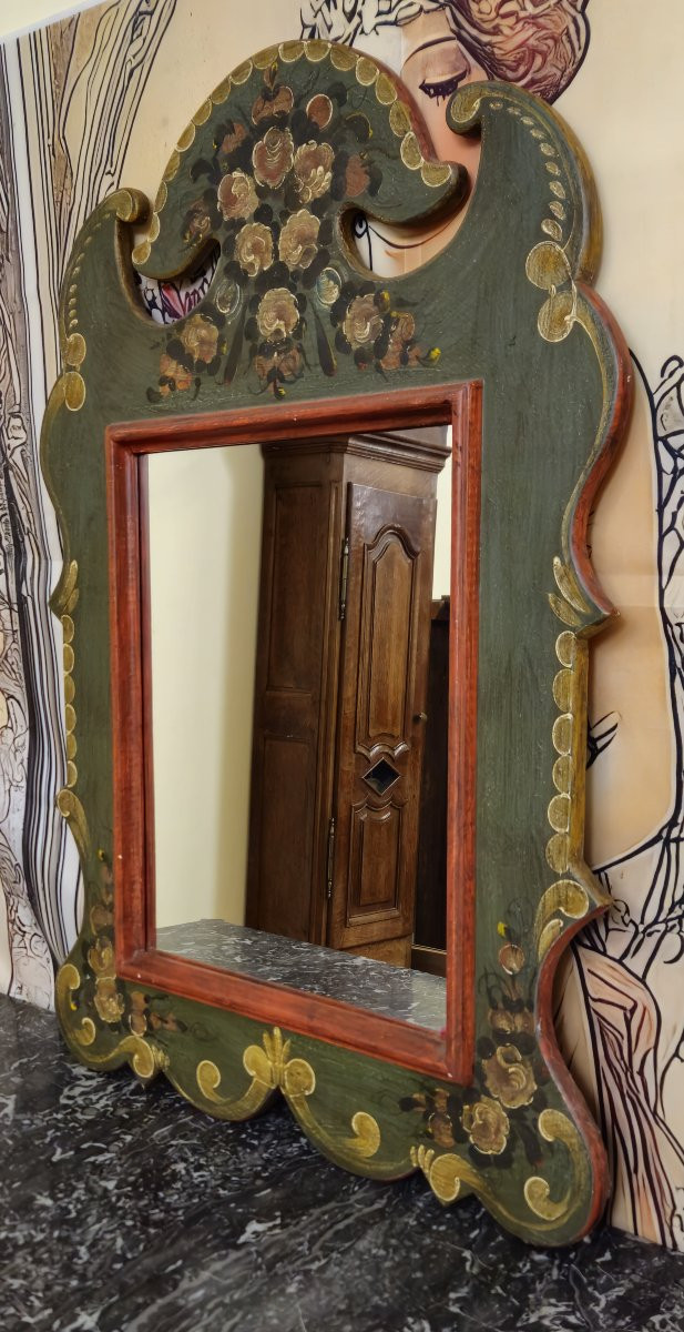 Miroir style Louis XV Baroque peint décoratif / XXeme -photo-2