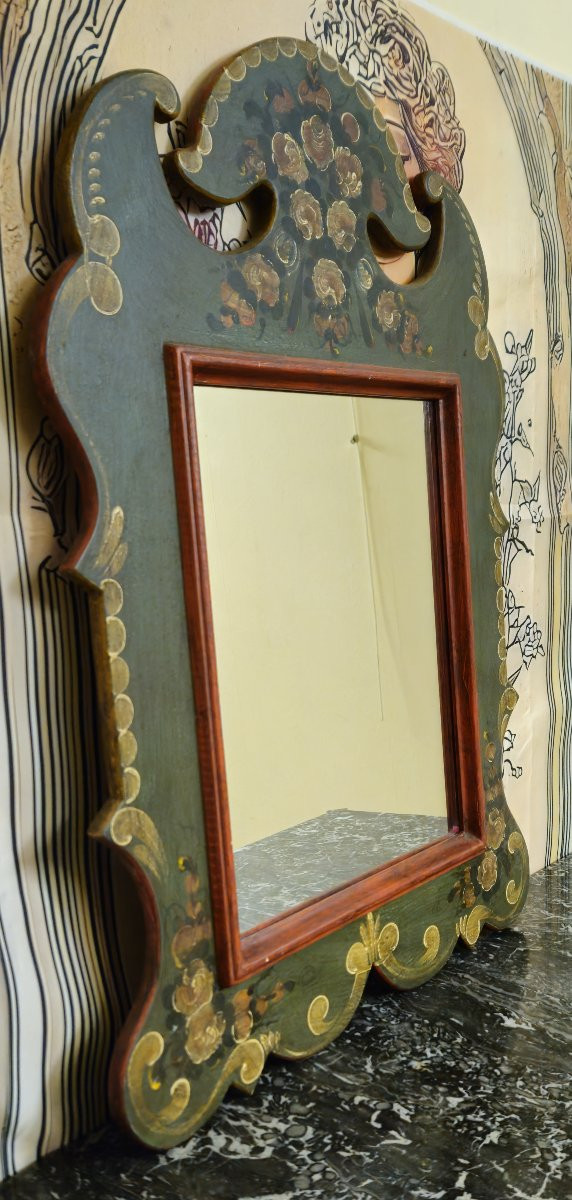 Miroir style Louis XV Baroque peint décoratif / XXeme -photo-3