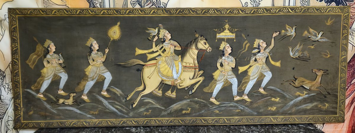 Panneau décoratif oriental (style indien / moghol) vers 1920-1940 -photo-1