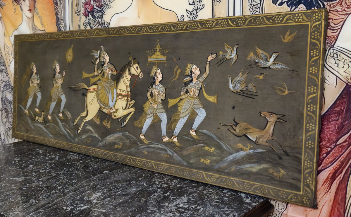 Panneau décoratif oriental (style indien / moghol) vers 1920-1940 -photo-2