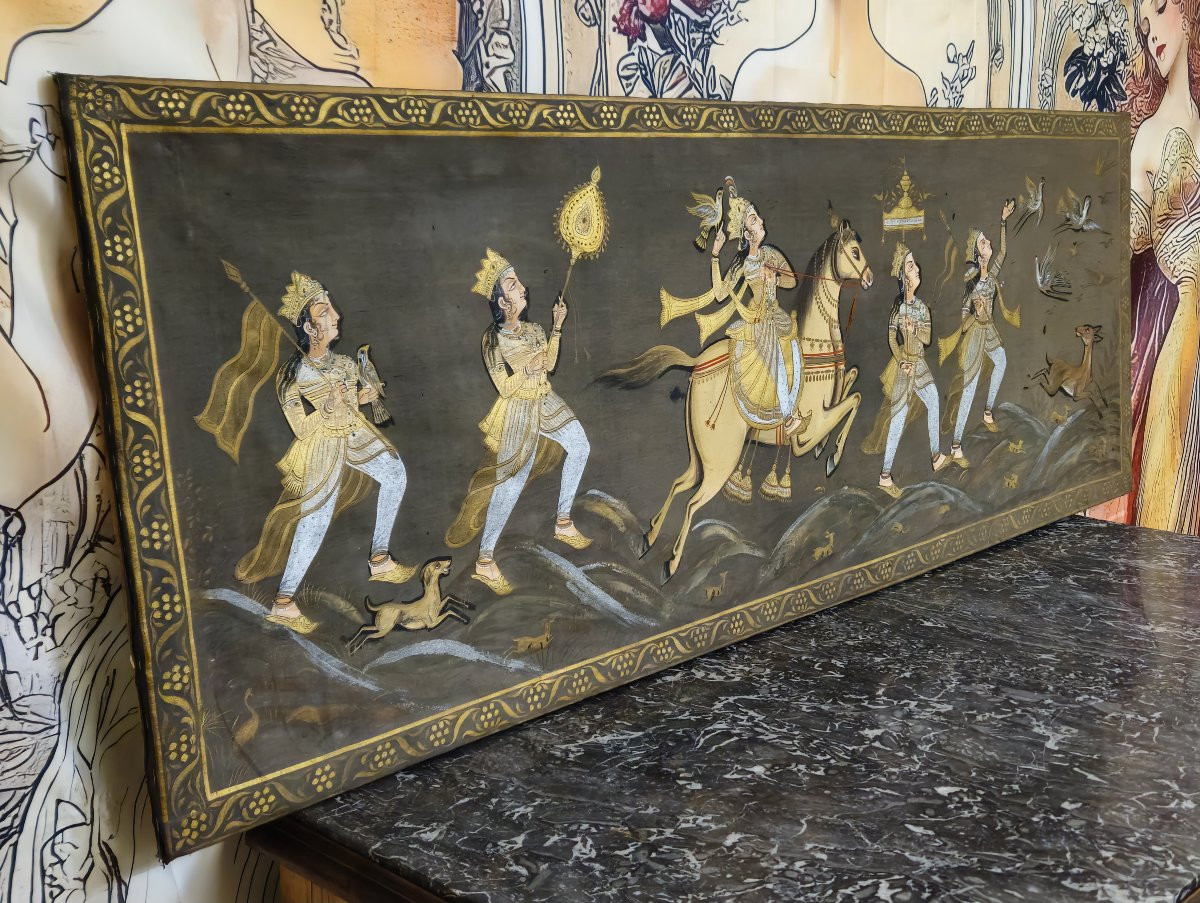 Panneau décoratif oriental (style indien / moghol) vers 1920-1940 -photo-3