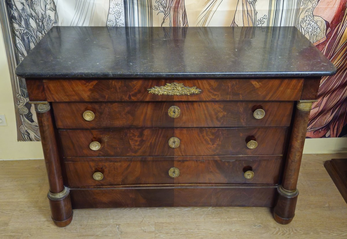 Commode époque Empire en acajou flammé-photo-4