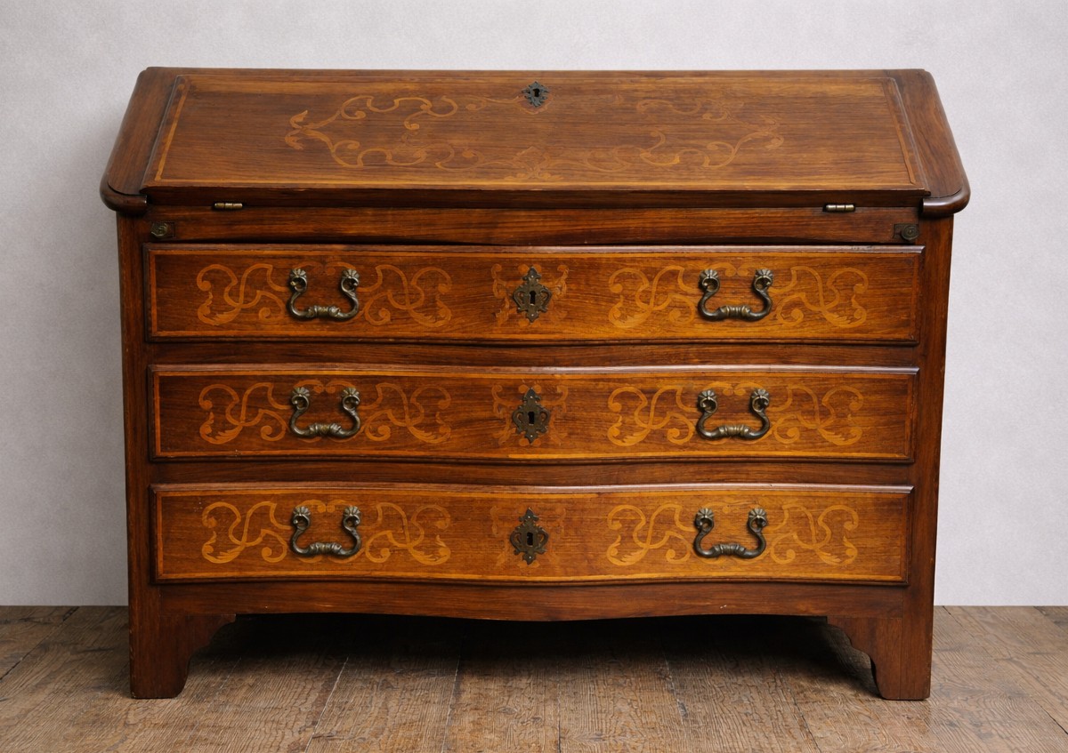 Piedmontese Scriban Chest Of Drawers In Marquetry