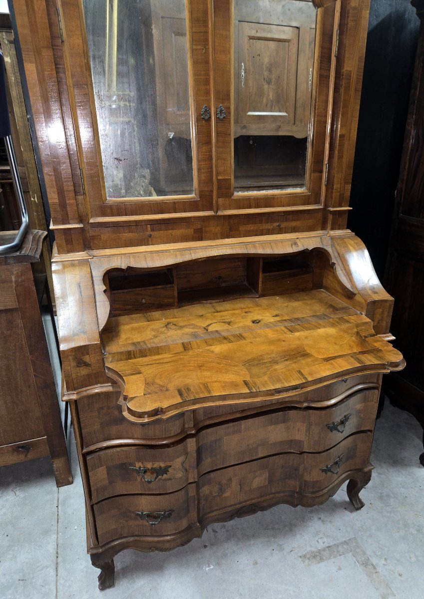 Louis XV Style Venetian Scriban Secretary In Inlaid Walnut-photo-2