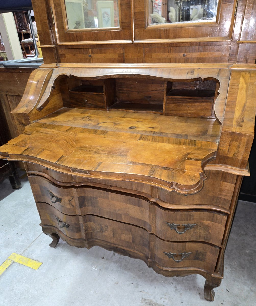 Louis XV Style Venetian Scriban Secretary In Inlaid Walnut-photo-3