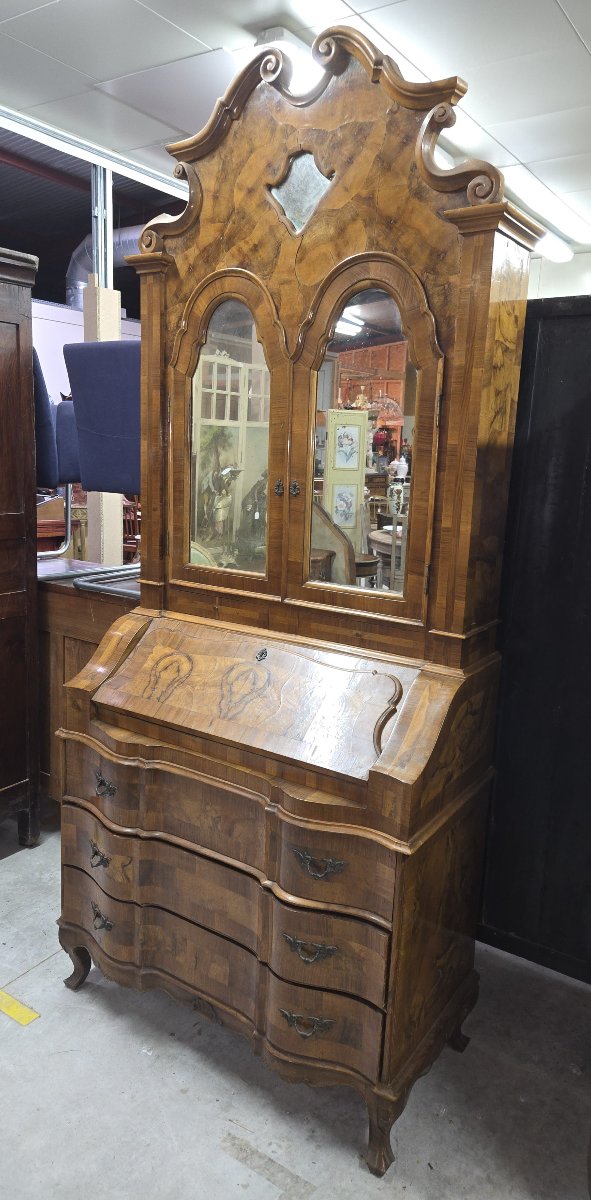 Louis XV Style Venetian Scriban Secretary In Inlaid Walnut-photo-6