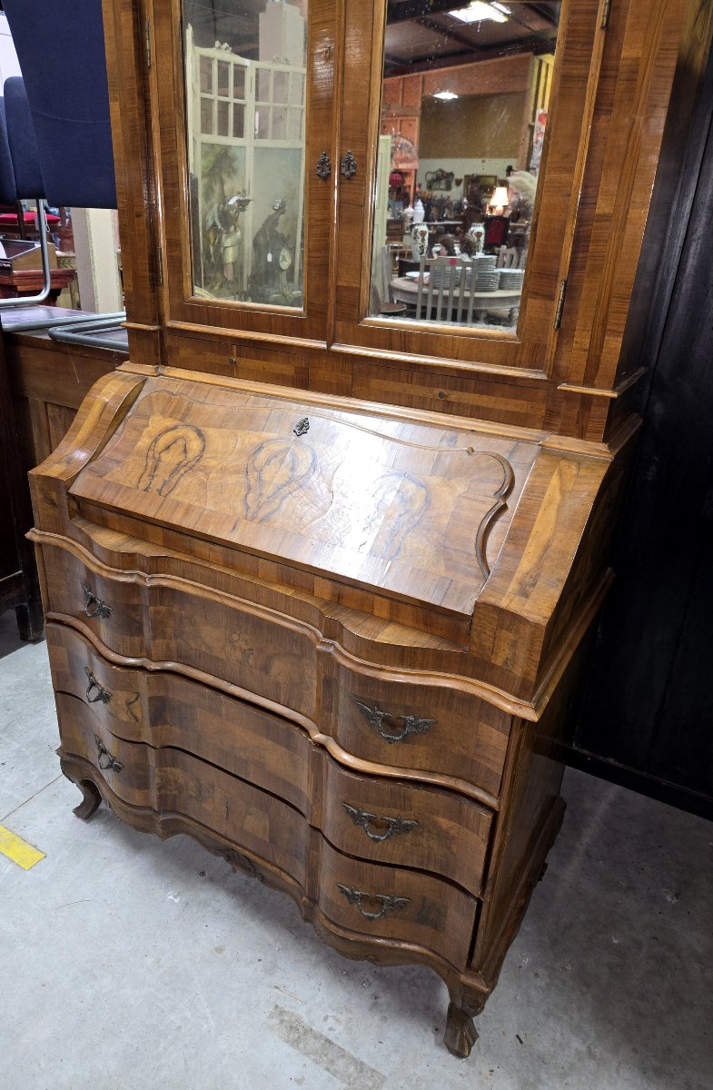 Louis XV Style Venetian Scriban Secretary In Inlaid Walnut-photo-7